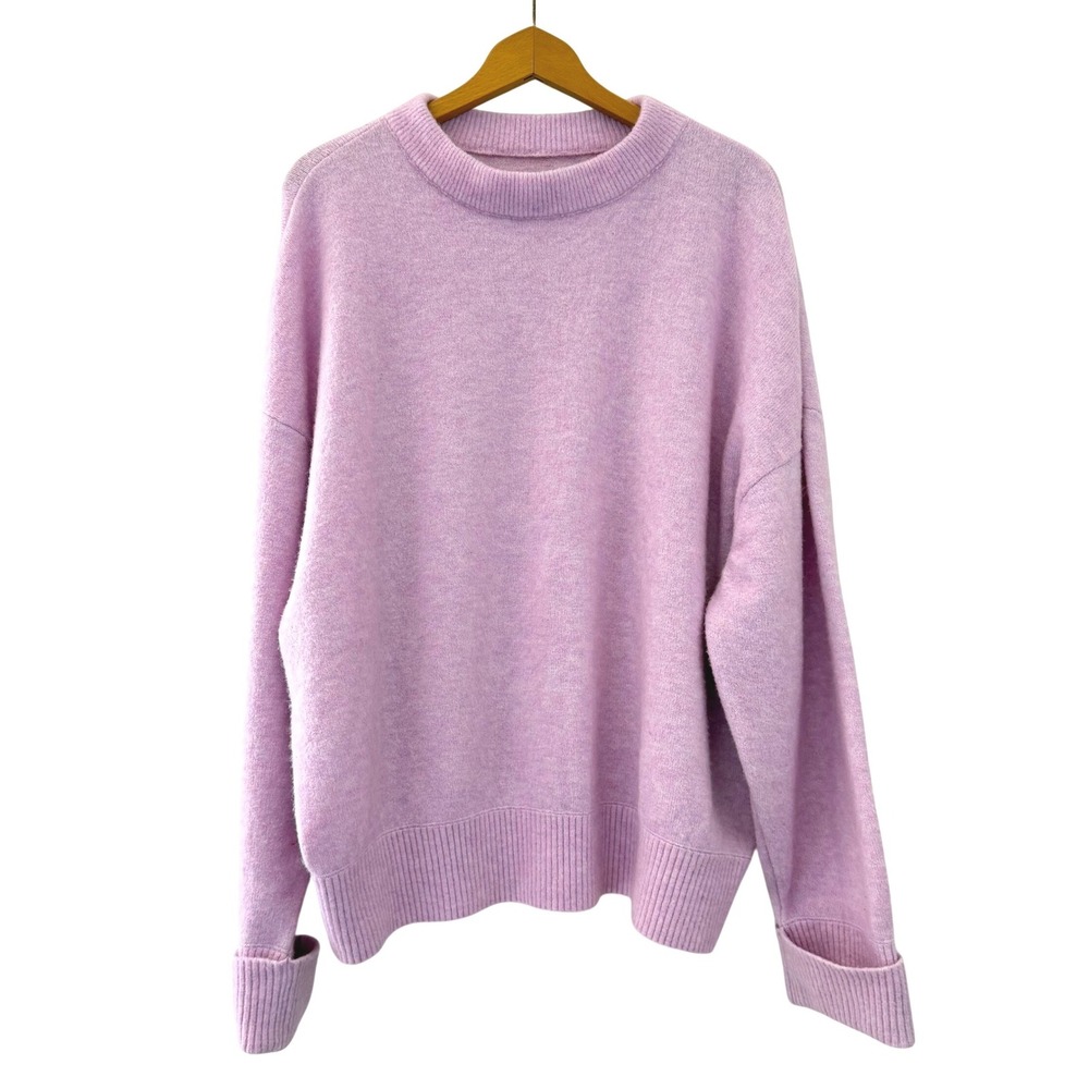 Pilcro Purple Wool Blend Oversized Crew Neck Fuzzy Knit Sweater Womens Size XL